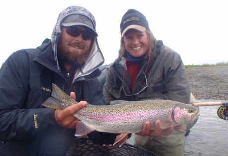 Fly fishing for trout at Alaska West.