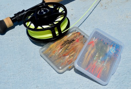 Thin fly boxes used when wading for bonefish