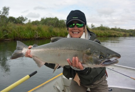 Fly fishing for big silver salmon