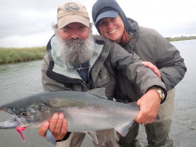 Fly fishing for silver salmon.