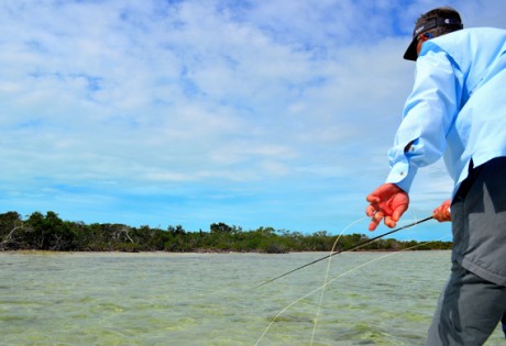 Retrieving the fly for bonefish.