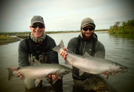 Fly fishing for silver salmon at Alaska West.