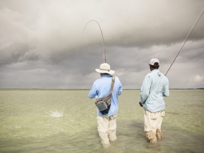 Fly fishing for bonefish in cloudy weather by Hollis Bennett.