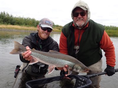 Fly fishing for dolly varden at Alaska West.