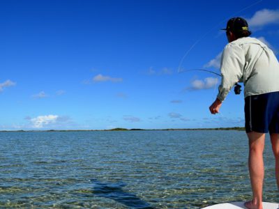 Fly casting for bonefish.