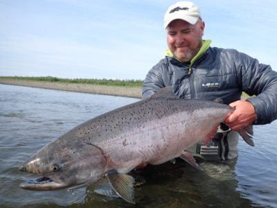 Spey fishing for king salmon at Alaska West.