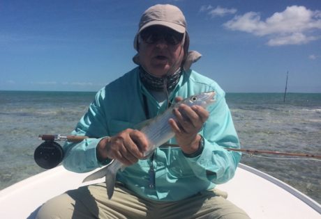 Fly fishing for bonefish with bamboo.