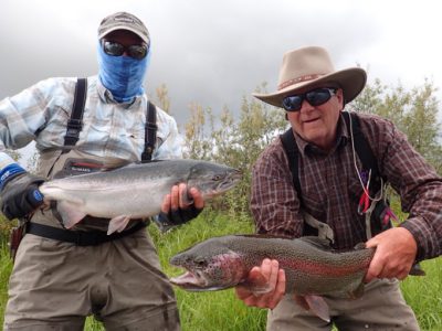 Silver salmon and rainbow trout double.