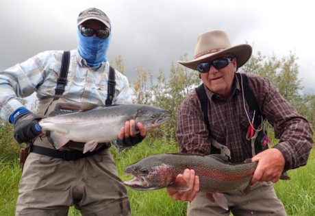 Silver salmon and rainbow trout double.
