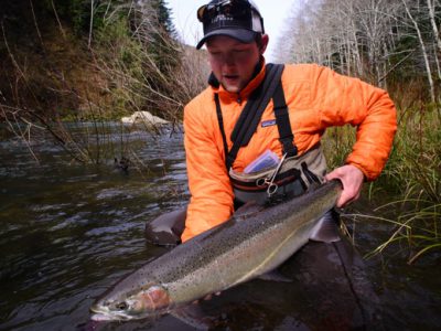 Fly fishing for steelhead.