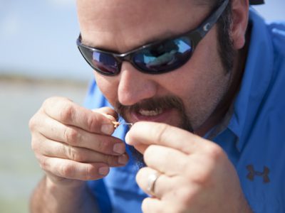 Tying on bonefish flies by Hollis Bennett.