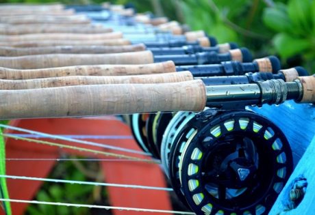 Fly rod rack at Andros South.