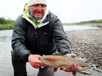 Fly fishing for rainbow trout at Alaska West.