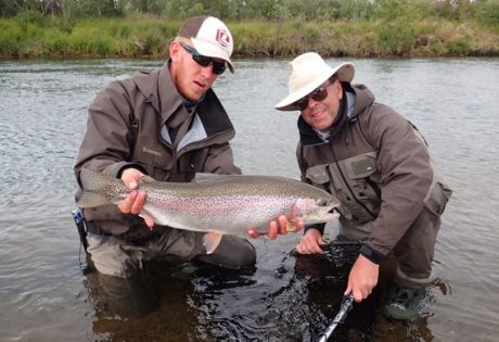 Fly fishing for big wild Alaskan rainbow trout at Alaska West