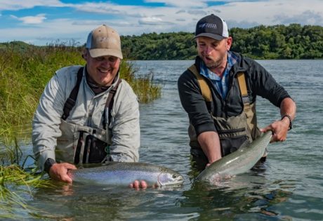 Fly fishing the Naknek River for rainbow trout by Abe Blair