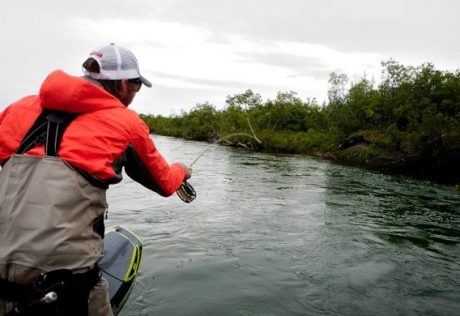 Fly fishing from a boat