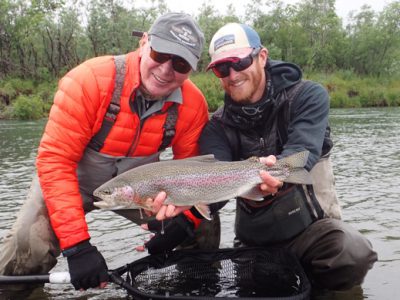 Kyle shea and Dan V. with rainbow trout at Alaska West