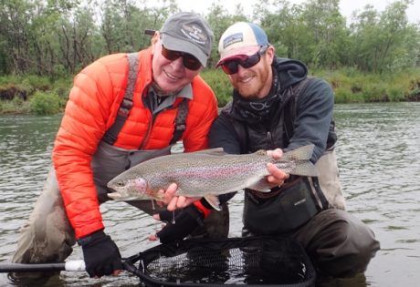 Kyle shea and Dan V. with rainbow trout at Alaska West