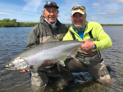 King salmon on spey rod at Alaska West