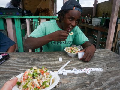 Eating conch salad at andros south