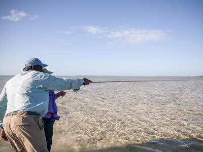 schooling bonefish - present to the lead fish